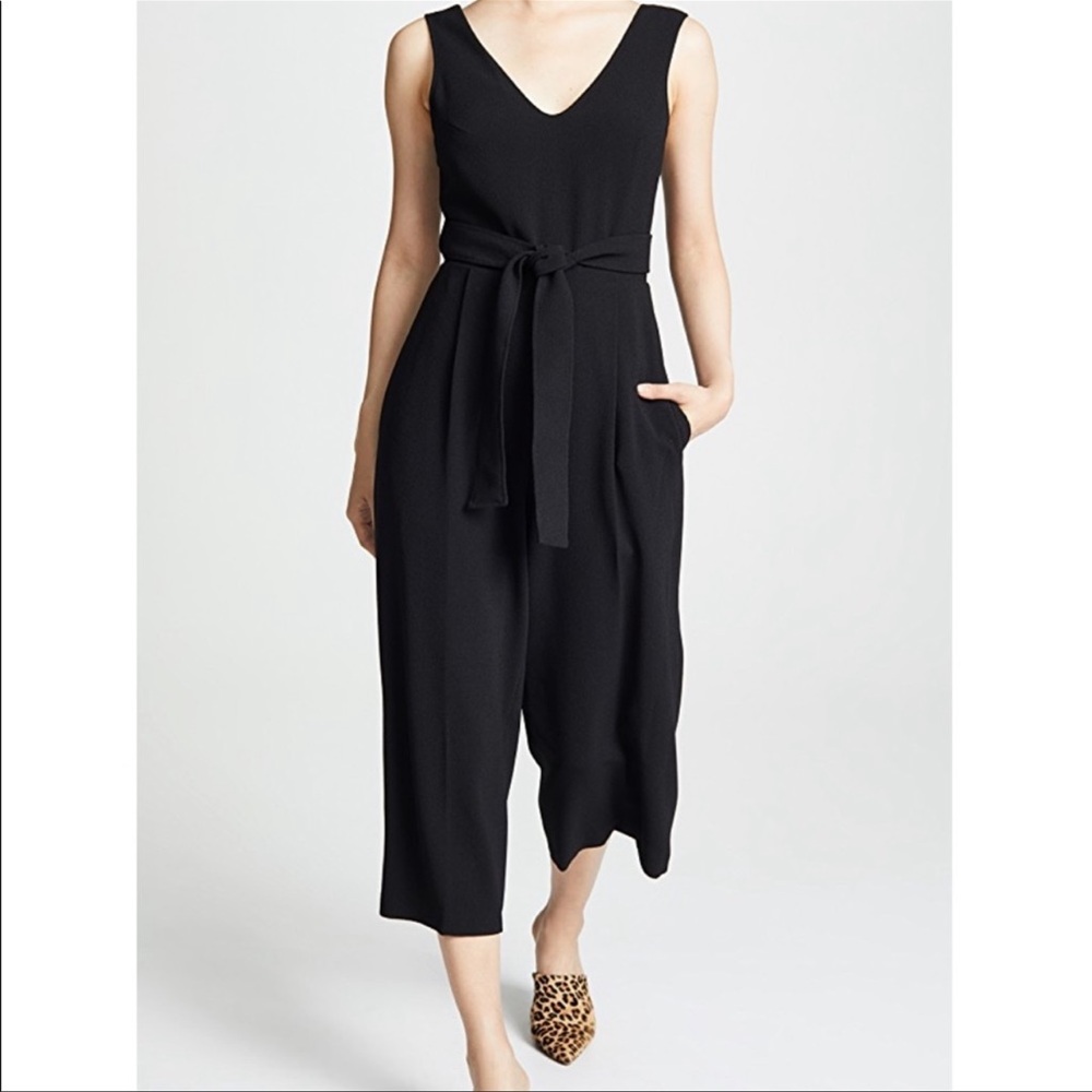NEW! Club Monaco Torela Wide-Leg Cropped Jumpsuit Black Size 8